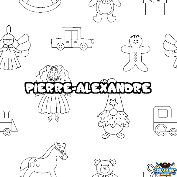 Coloring page first name PIERRE-ALEXANDRE - Toys background