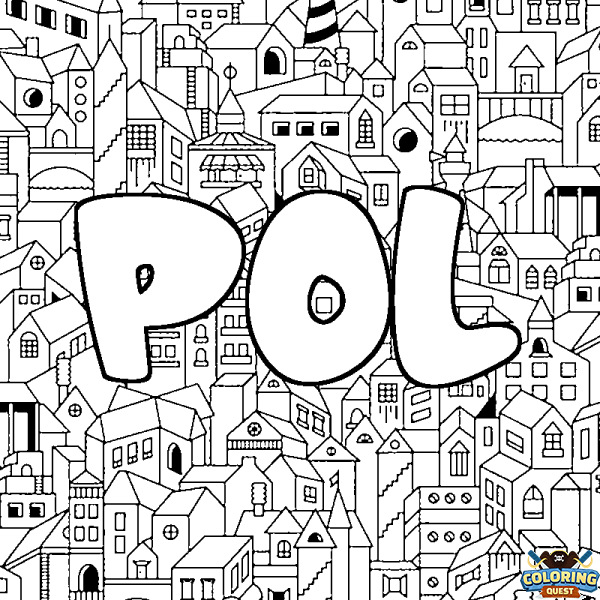 Coloring page first name POL - City background