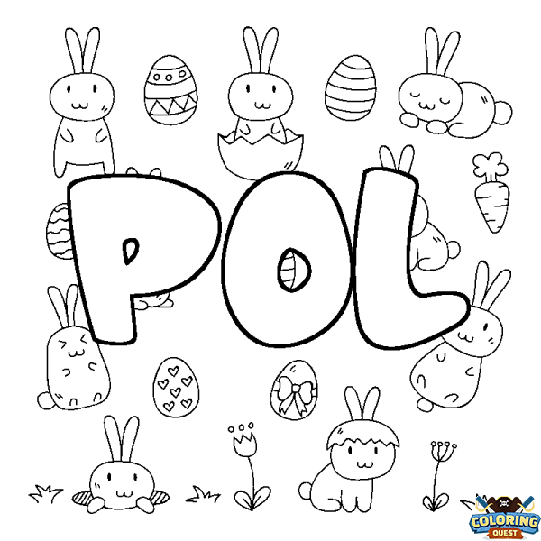 Coloring page first name POL - Easter background