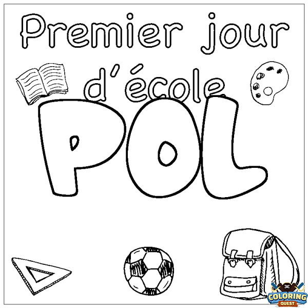 Coloring page first name POL - School First day background