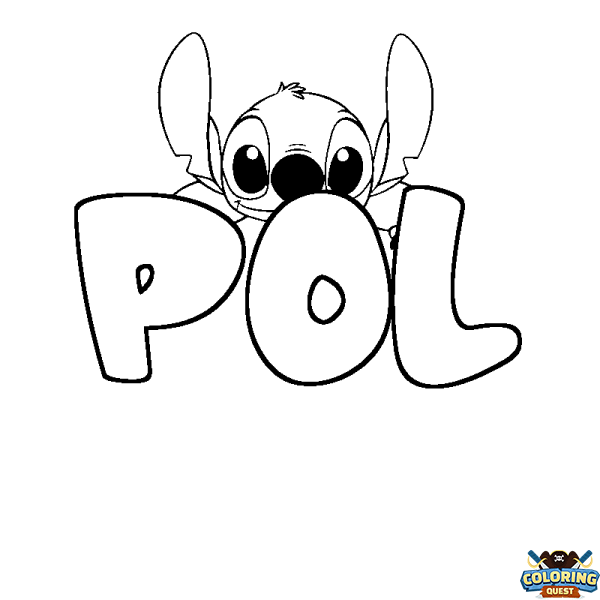 Coloring page first name POL - Stitch background