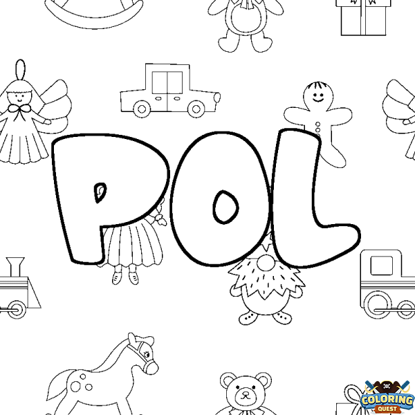 Coloring page first name POL - Toys background