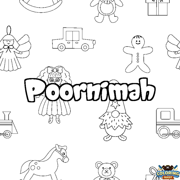 Coloring page first name Poornimah - Toys background