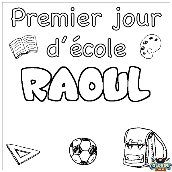 Coloring page first name RAOUL - School First day background