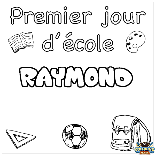 Coloring page first name RAYMOND - School First day background