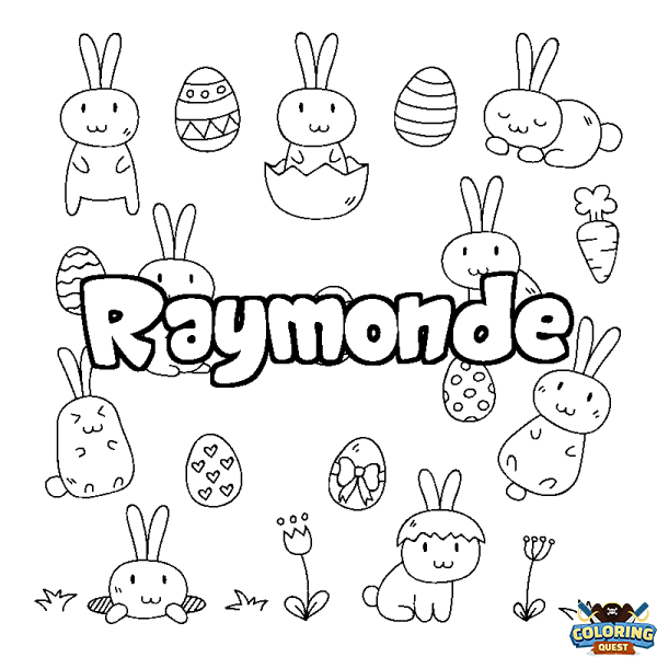 Coloring page first name Raymonde - Easter background