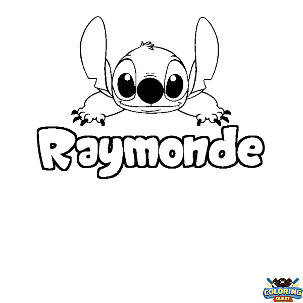 Coloring page first name Raymonde - Stitch background