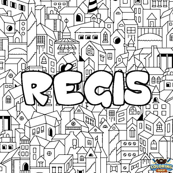 Coloring page first name R&Eacute;GIS - City background