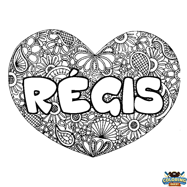 Coloring page first name R&Eacute;GIS - Heart mandala background