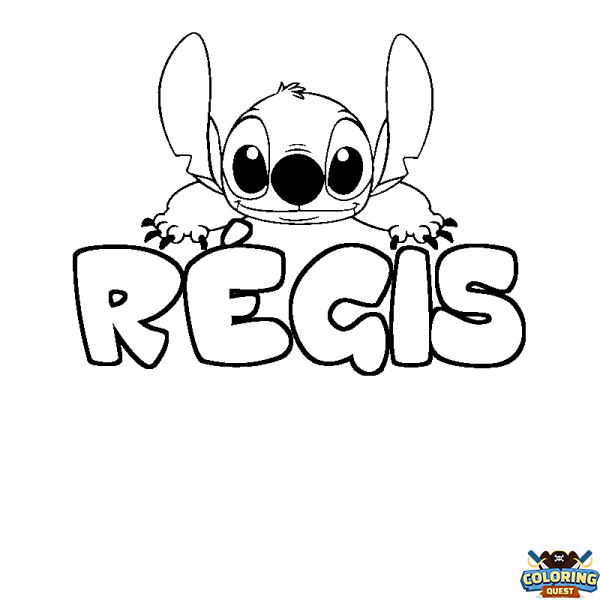 Coloring page first name R&Eacute;GIS - Stitch background