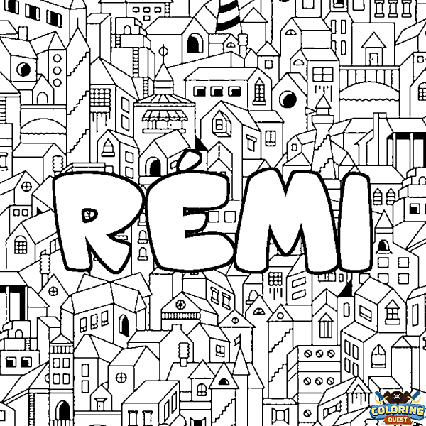 Coloring page first name R&Eacute;MI - City background