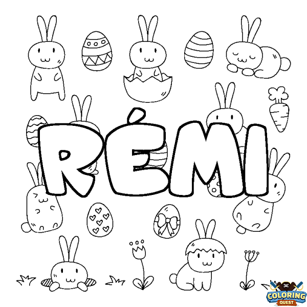 Coloring page first name R&Eacute;MI - Easter background