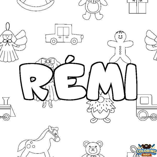 Coloring page first name R&Eacute;MI - Toys background