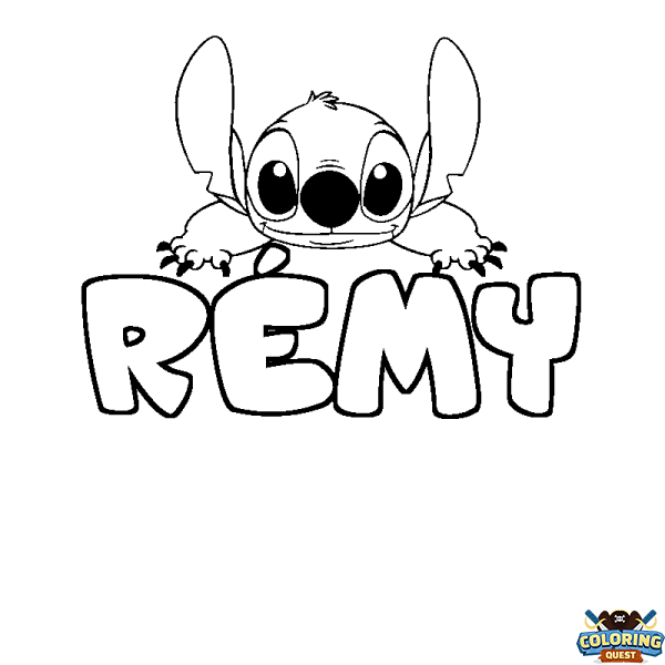 Coloring page first name R&Eacute;MY - Stitch background