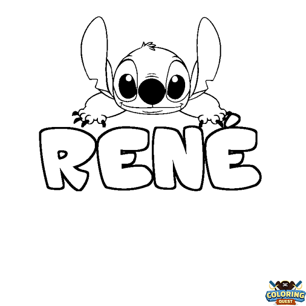 Coloring page first name REN&Eacute; - Stitch background