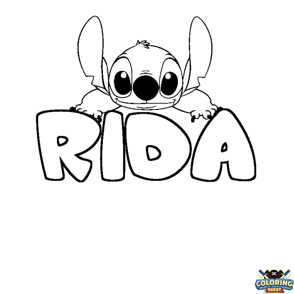 Coloring page first name RIDA - Stitch background