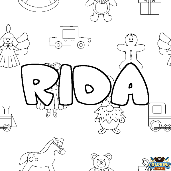 Coloring page first name RIDA - Toys background