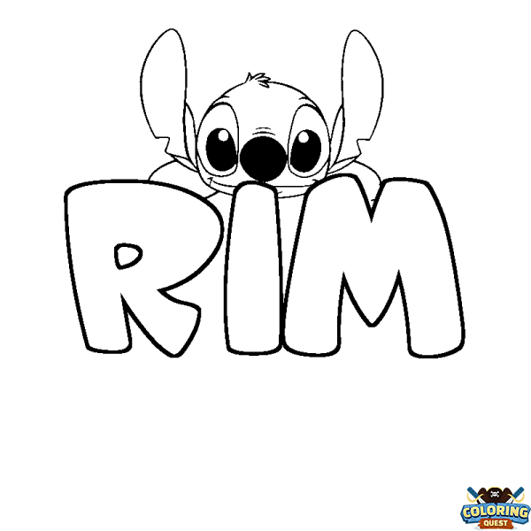 Coloring page first name RIM - Stitch background