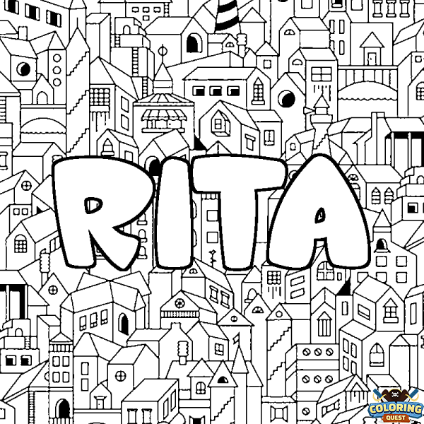 Coloring page first name RITA - City background