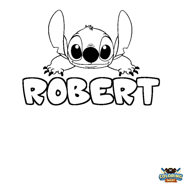 Coloring page first name ROBERT - Stitch background