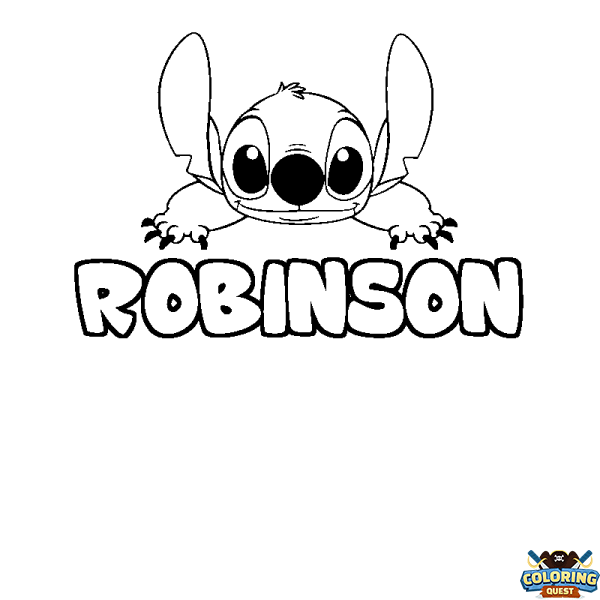 Coloring page first name ROBINSON - Stitch background