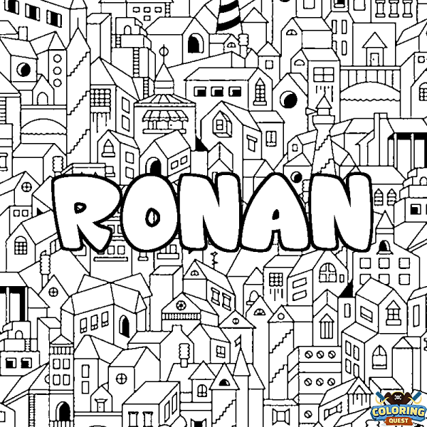 Coloring page first name RONAN - City background