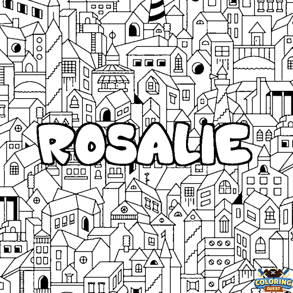 Coloring page first name ROSALIE - City background