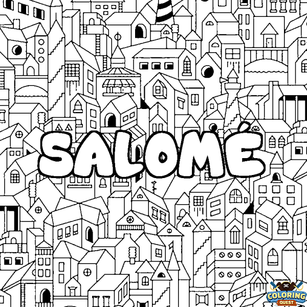 Coloring page first name SALOM&Eacute; - City background