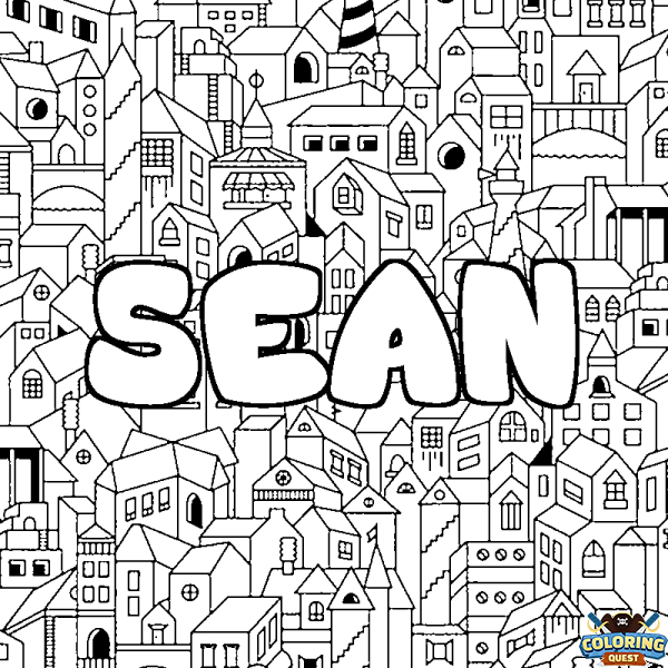 Coloring page first name SEAN - City background