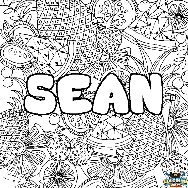 Coloring page first name SEAN - Fruits mandala background