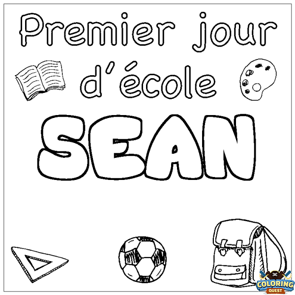 Coloring page first name SEAN - School First day background