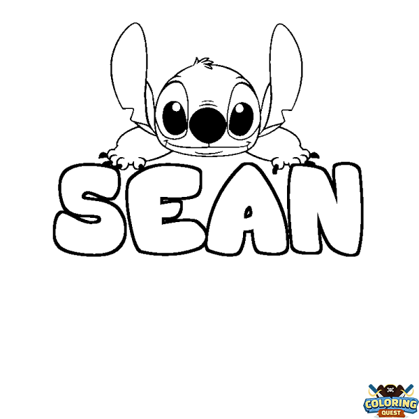 Coloring page first name SEAN - Stitch background