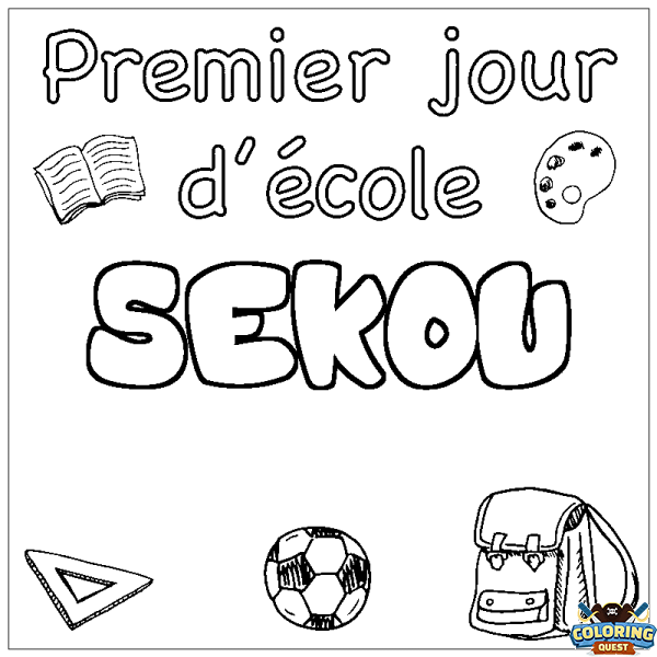 Coloring page first name SEKOU - School First day background