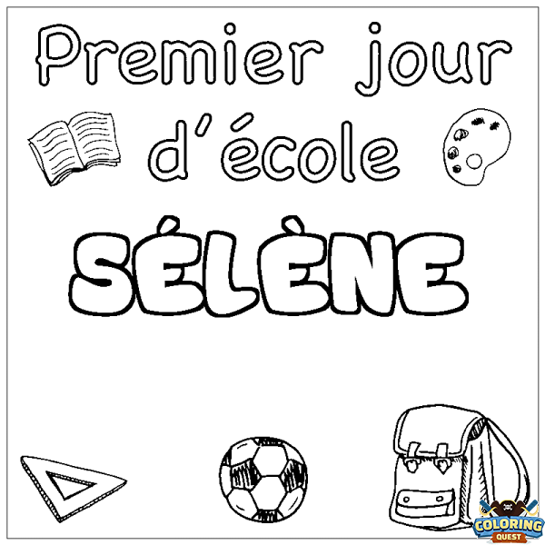 Coloring page first name S&Eacute;L&Egrave;NE - School First day background