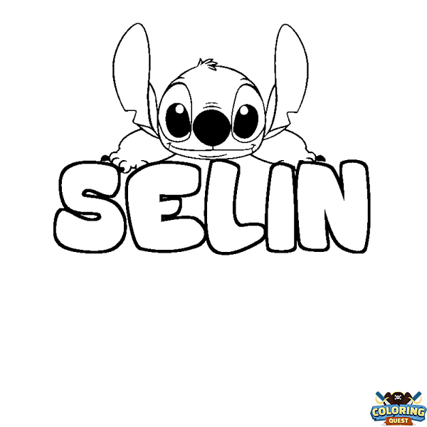 Coloring page first name SELIN - Stitch background