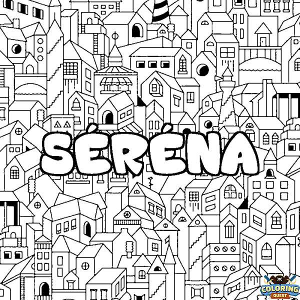 Coloring page first name S&Eacute;R&Eacute;NA - City background