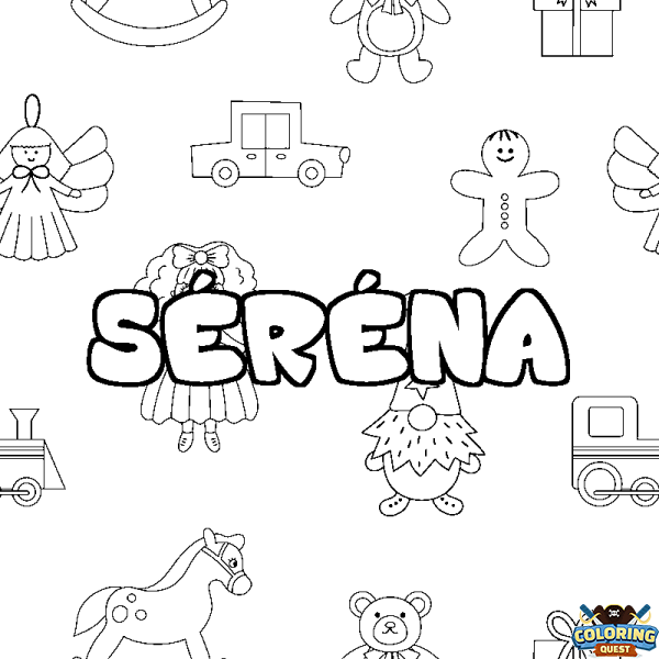 Coloring page first name S&Eacute;R&Eacute;NA - Toys background