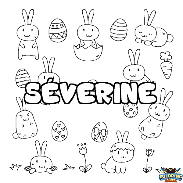 Coloring page first name S&Eacute;VERINE - Easter background