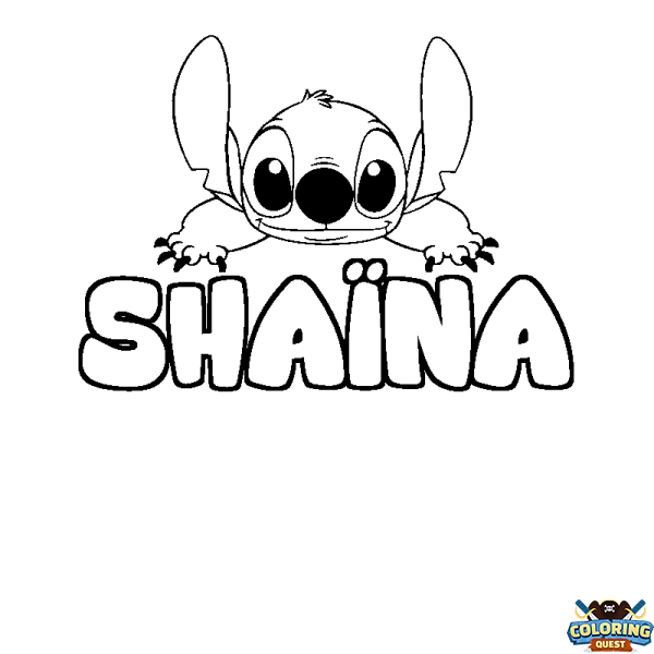 Coloring page first name SHA&Iuml;NA - Stitch background