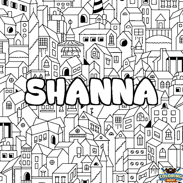 Coloring page first name SHANNA - City background