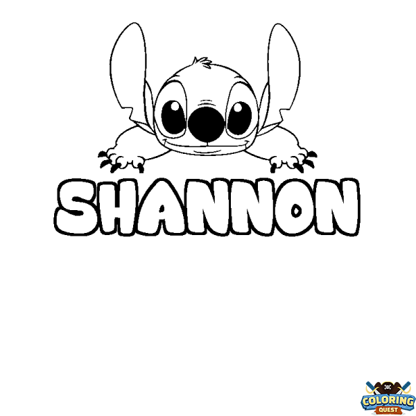 Coloring page first name SHANNON - Stitch background