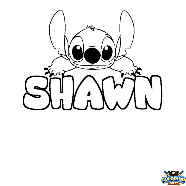 Coloring page first name SHAWN - Stitch background