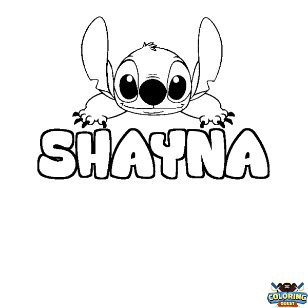 Coloring page first name SHAYNA - Stitch background