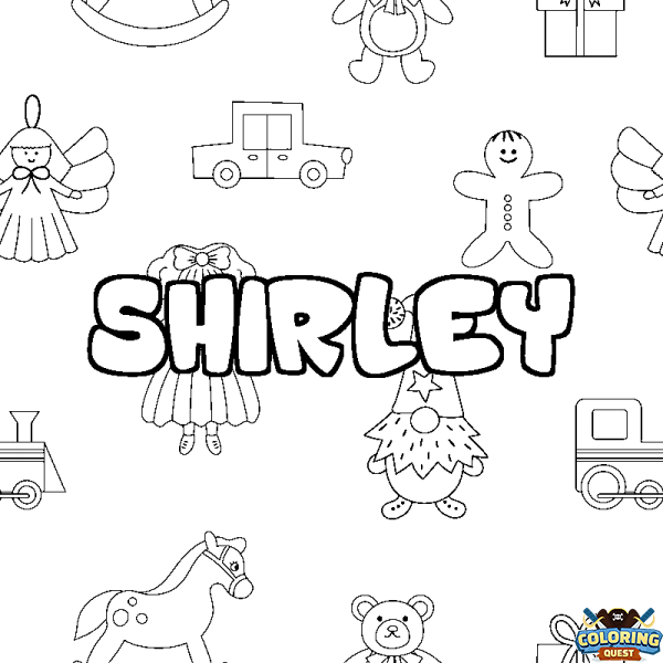 Coloring page first name SHIRLEY - Toys background