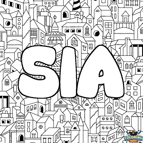 Coloring page first name SIA - City background