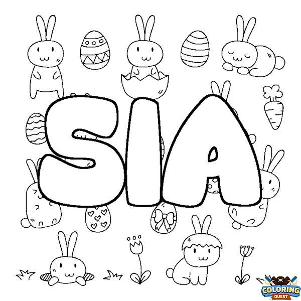 Coloring page first name SIA - Easter background