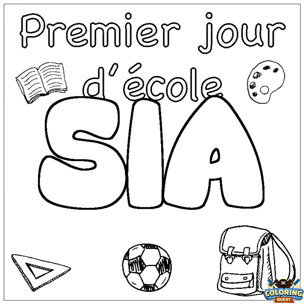 Coloring page first name SIA - School First day background