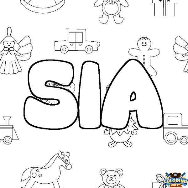 Coloring page first name SIA - Toys background