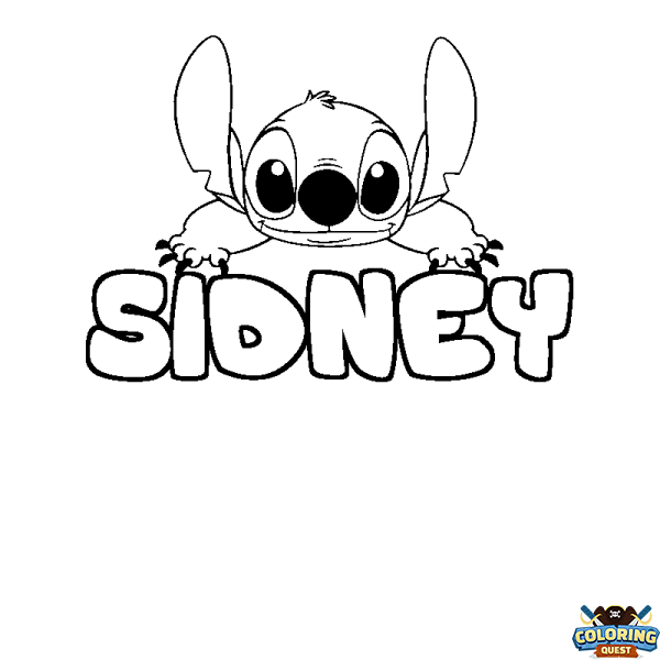 Coloring page first name SIDNEY - Stitch background