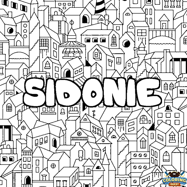 Coloring page first name SIDONIE - City background